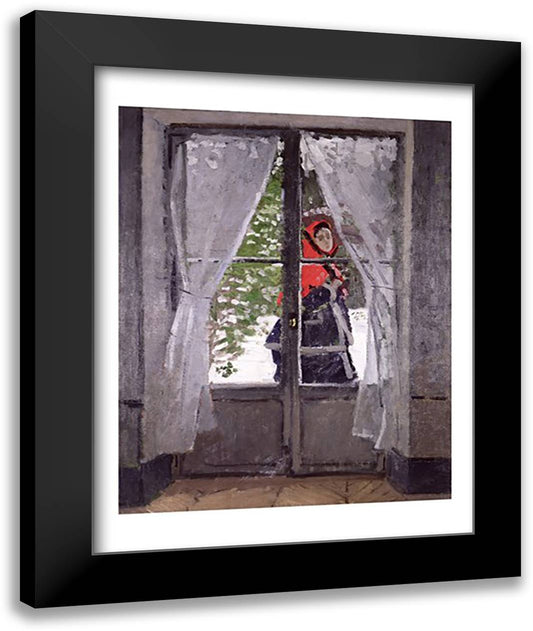 The Red Cape (Madame Monet) c.1870 22x28 Black Modern Wood Framed Art Print Poster by Monet, Claude
