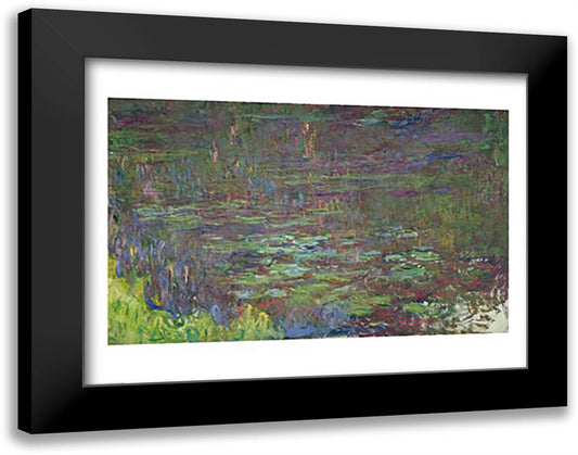 Waterlilies at Sunset, detail from the right hand side, 1915-26 28x22 Black Modern Wood Framed Art Print Poster by Monet, Claude