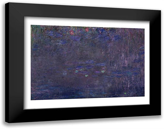 Waterlilies: Reflections of Trees, detail from the right hand side, 1915-26 28x22 Black Modern Wood Framed Art Print Poster by Monet, Claude