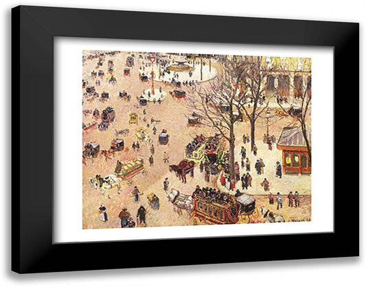 Place du Theatre Francais, 1898 28x22 Black Modern Wood Framed Art Print Poster by Pissarro, Camille