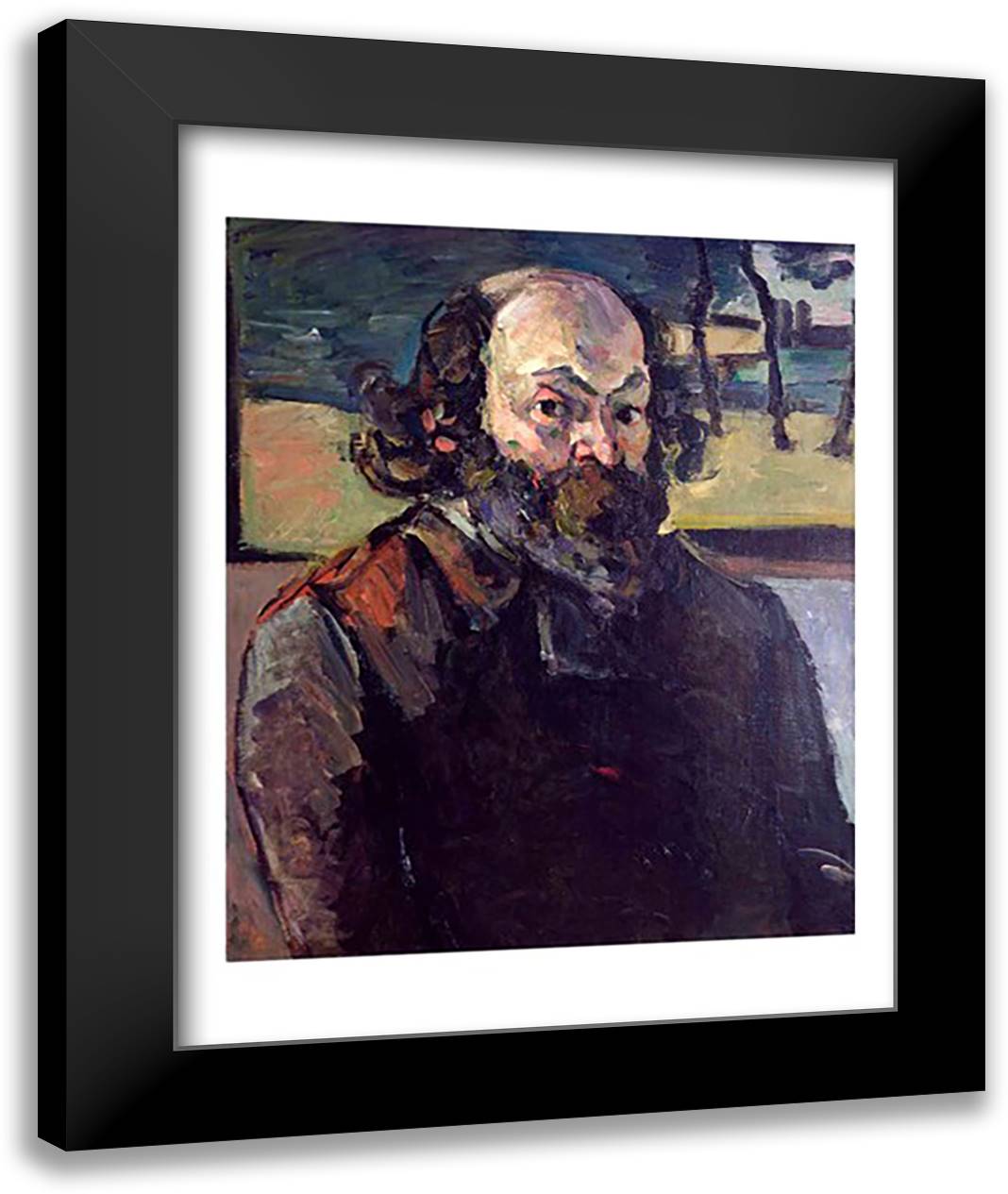 Self Portrait 22x28 Black Modern Wood Framed Art Print Poster by Cezanne, Paul