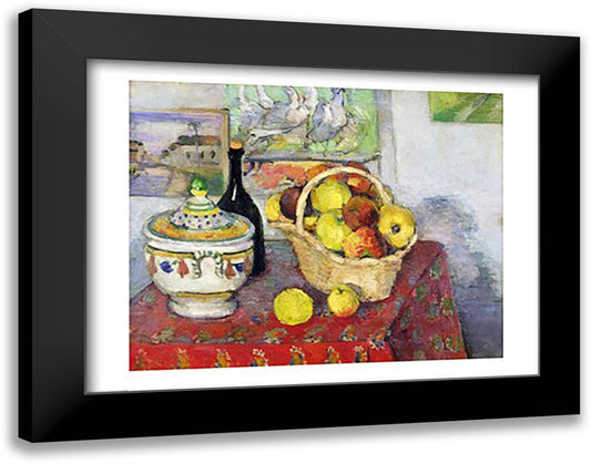 Still Life with Tureen 28x22 Black Modern Wood Framed Art Print Poster by Cezanne, Paul