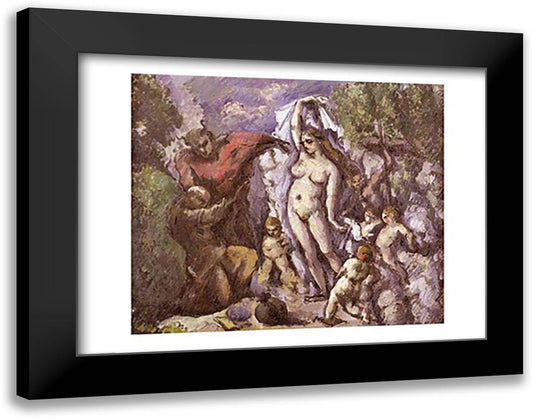 The Temptation of St. Anthony 28x22 Black Modern Wood Framed Art Print Poster by Cezanne, Paul