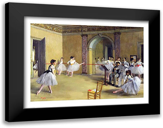 The Dance Foyer at the Opera on the rue Le Peletier, 1872 28x22 Black Modern Wood Framed Art Print Poster by Degas, Edgar