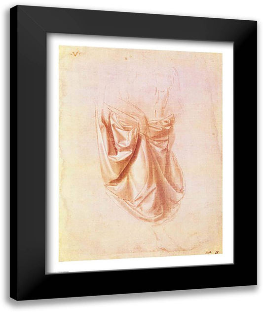 Drapery study 22x28 Black Modern Wood Framed Art Print Poster by da Vinci, Leonardo