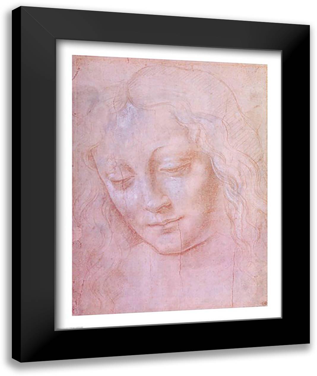 Head of a woman 22x28 Black Modern Wood Framed Art Print Poster by da Vinci, Leonardo
