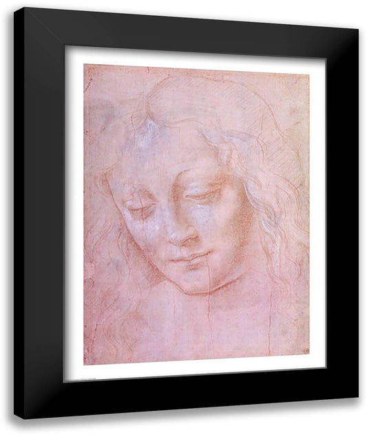 Head of a woman 22x28 Black Modern Wood Framed Art Print Poster by da Vinci, Leonardo