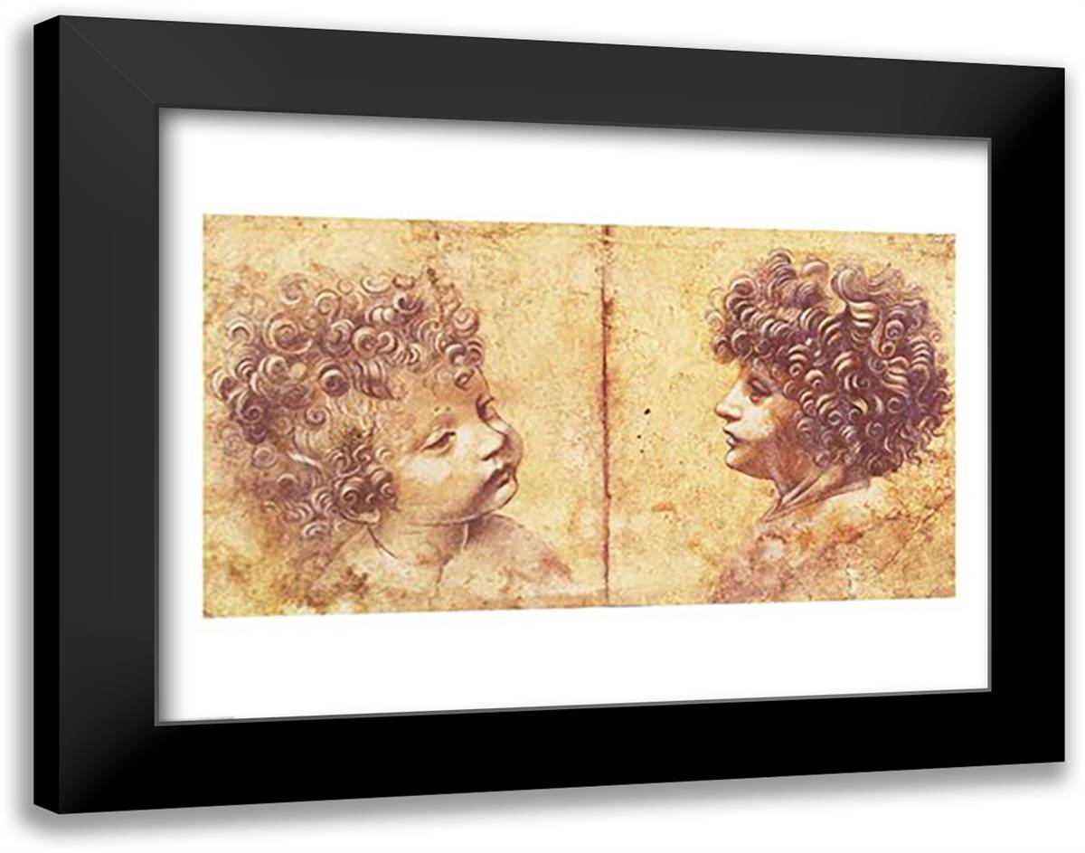 Study of a child's head 28x22 Black Modern Wood Framed Art Print Poster by da Vinci, Leonardo