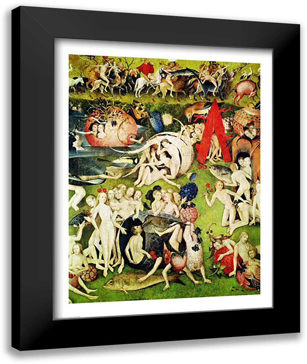 The Garden of Earthly Delights: Allegory of Luxury, detail of the central panel, c.1500 22x28 Black Modern Wood Framed Art Print Poster by Bosch, Hieronymus