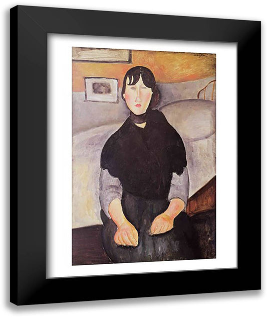 Young Woman of the People 22x28 Black Modern Wood Framed Art Print Poster by Modigliani, Amedeo