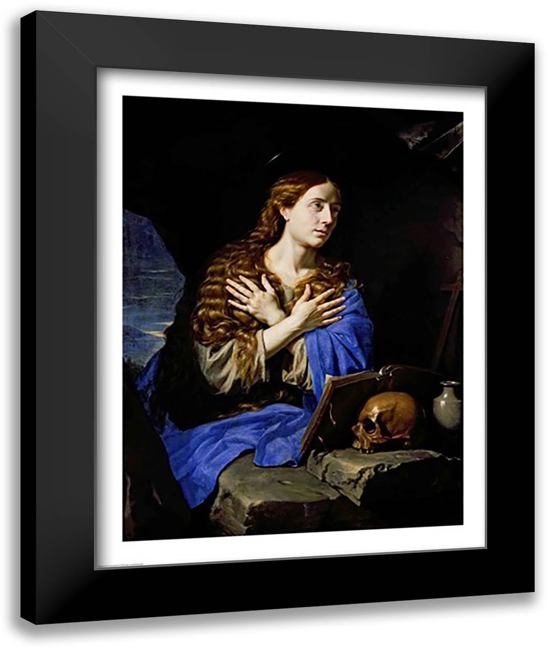 The Penitent Magdalene, 1657 22x28 Black Modern Wood Framed Art Print Poster by Champaigne, Philippe De