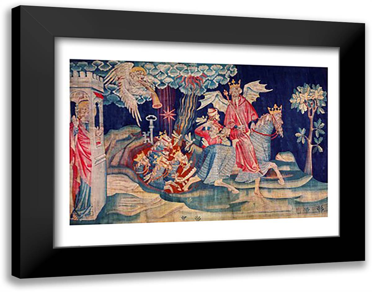 The Fifth Trumpet and the Locusts 28x22 Black Modern Wood Framed Art Print Poster by Bataille, Nicolas