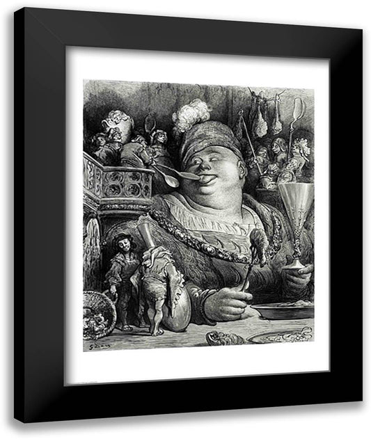 Pantagruel's meal 22x28 Black Modern Wood Framed Art Print Poster by Dore, Gustave