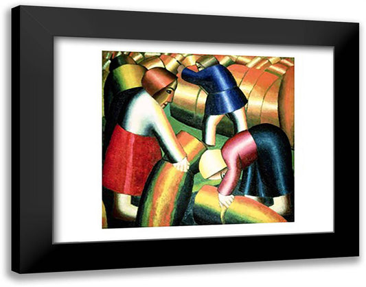 Taking in the Rye, 1912 28x22 Black Modern Wood Framed Art Print Poster by Malevich, Kazimir