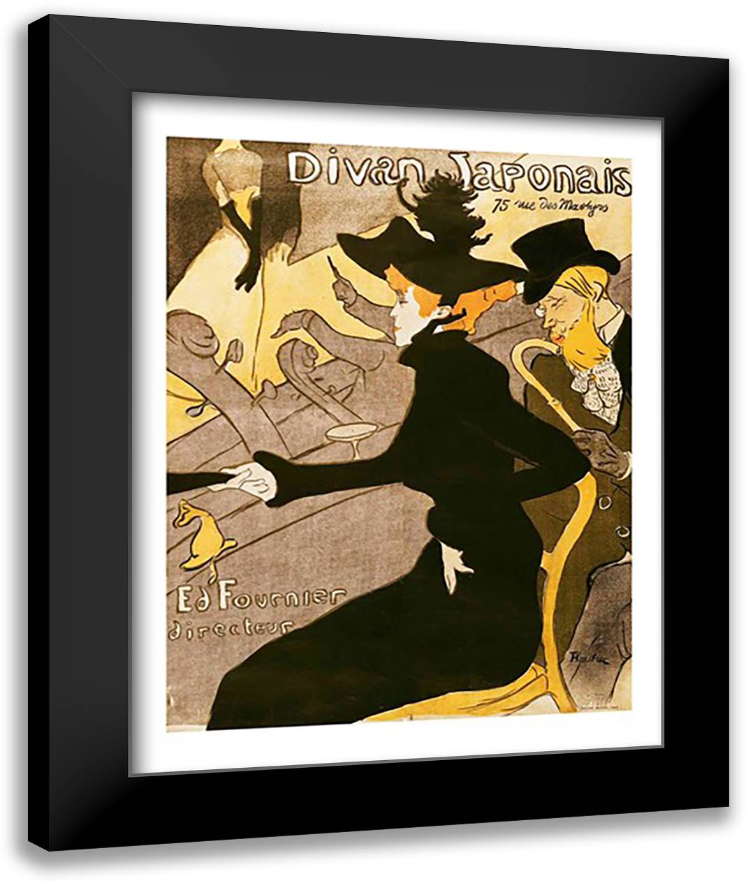 Poster advertising 'Le Divan Japonais', 1892 22x28 Black Modern Wood Framed Art Print Poster by Toulouse-Lautrec, Henri de