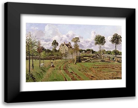 Landscape, Louveciennes 28x22 Black Modern Wood Framed Art Print Poster by Pissarro, Camille