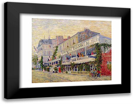 Restaurant de la Sirene at Asnieres, 1887 28x22 Black Modern Wood Framed Art Print Poster by Van Gogh, Vincent