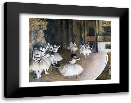 Ballet Rehearsal on the Stage, 1874 28x22 Black Modern Wood Framed Art Print Poster by Degas, Edgar