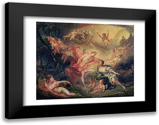 Apollo Revealing his Divinity to the Shepherdess Isse, 1750 28x22 Black Modern Wood Framed Art Print Poster by Boucher, Francois