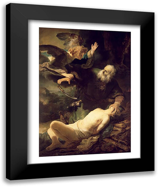 The Sacrifice of Abraham, 1635 22x28 Black Modern Wood Framed Art Print Poster by Rembrandt