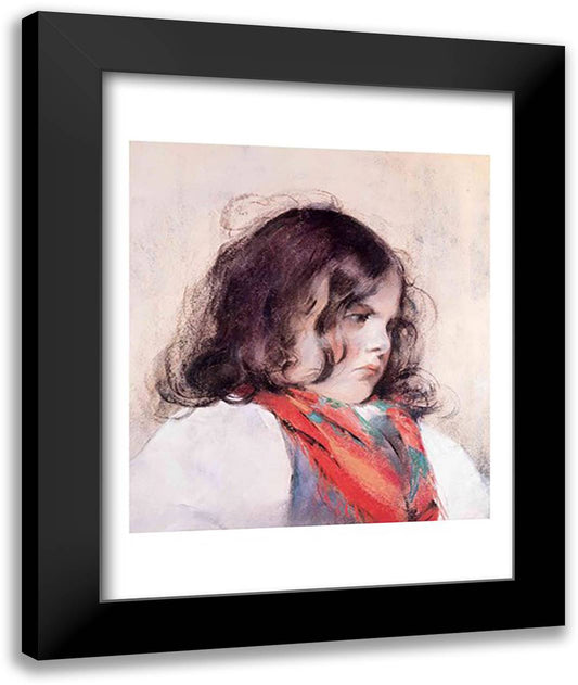 Head of a Child 22x28 Black Modern Wood Framed Art Print Poster by Cassatt, Mary