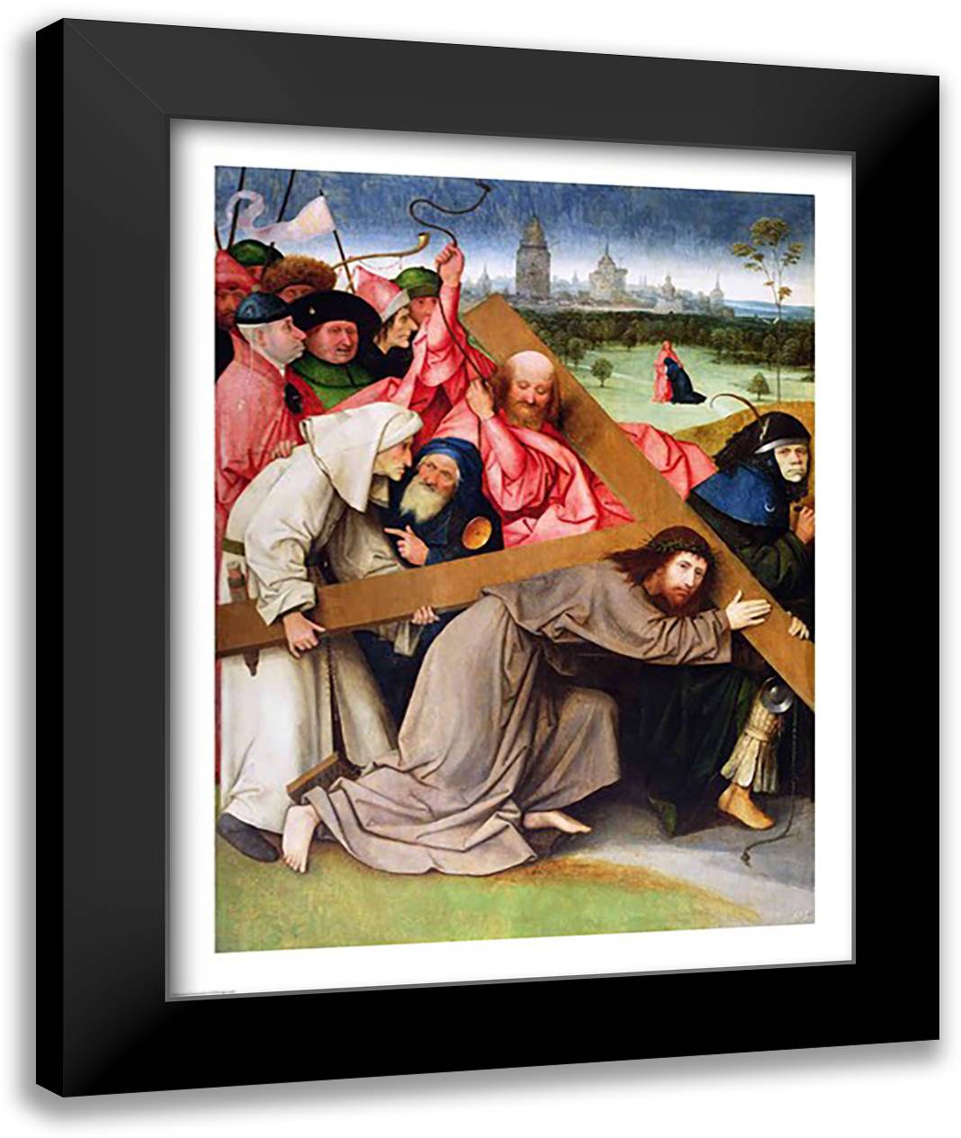 Christ Carrying the Cross 22x28 Black Modern Wood Framed Art Print Poster by Bosch, Hieronymus