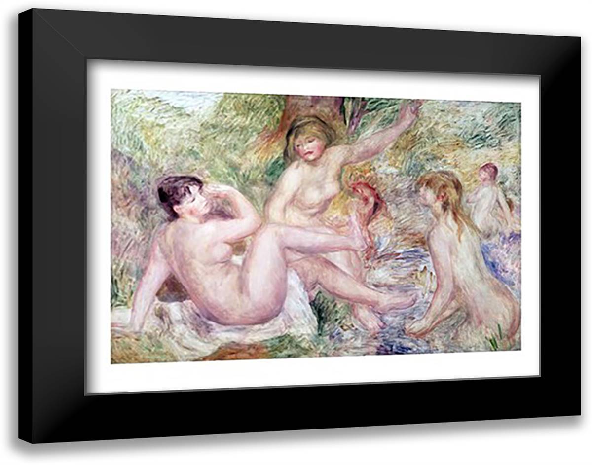 Study for the Large Bathers, 1885-1901 28x22 Black Modern Wood Framed Art Print Poster by Renoir, Pierre-Auguste