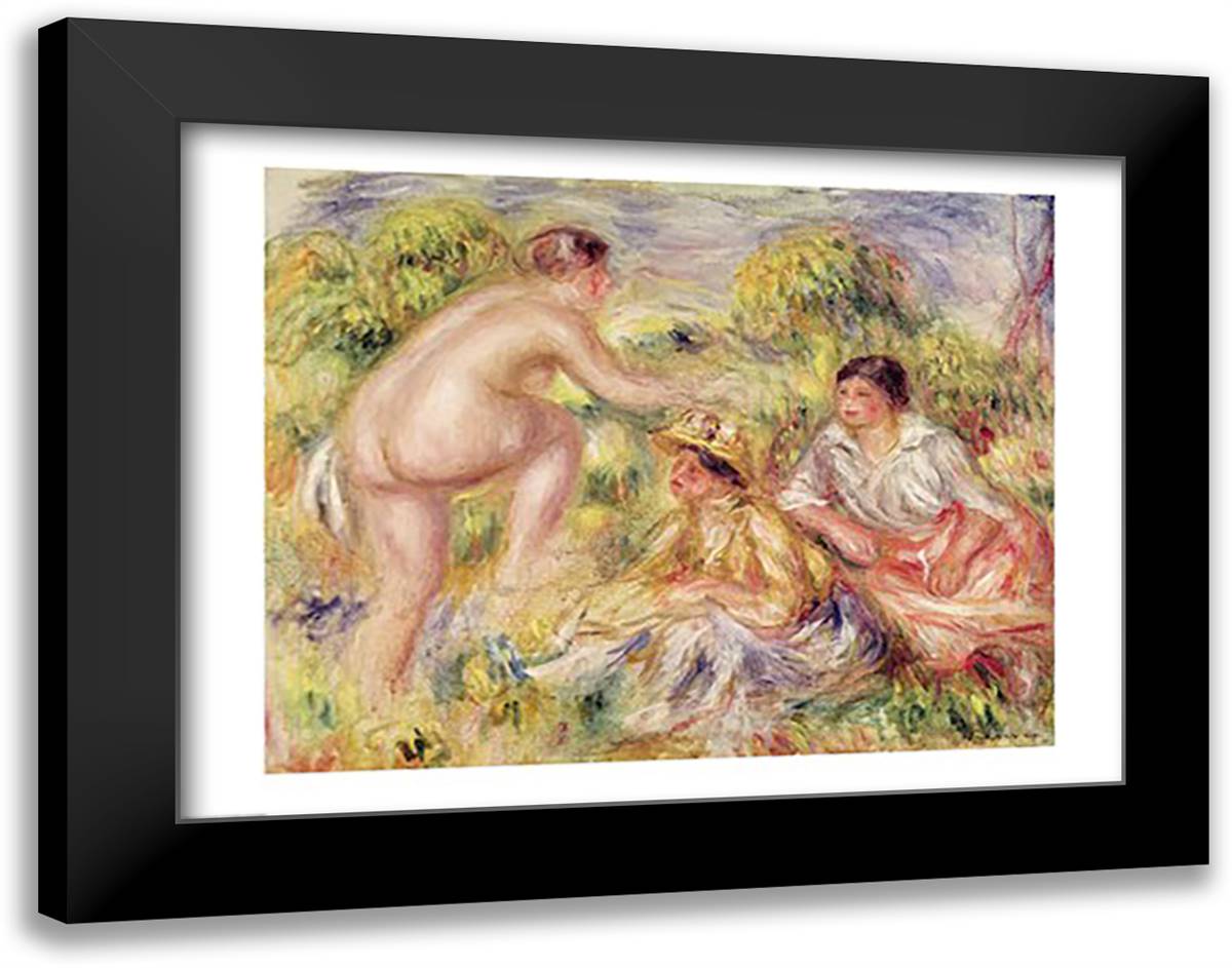 Young Girls in the Countryside, 1916 28x22 Black Modern Wood Framed Art Print Poster by Renoir, Pierre-Auguste