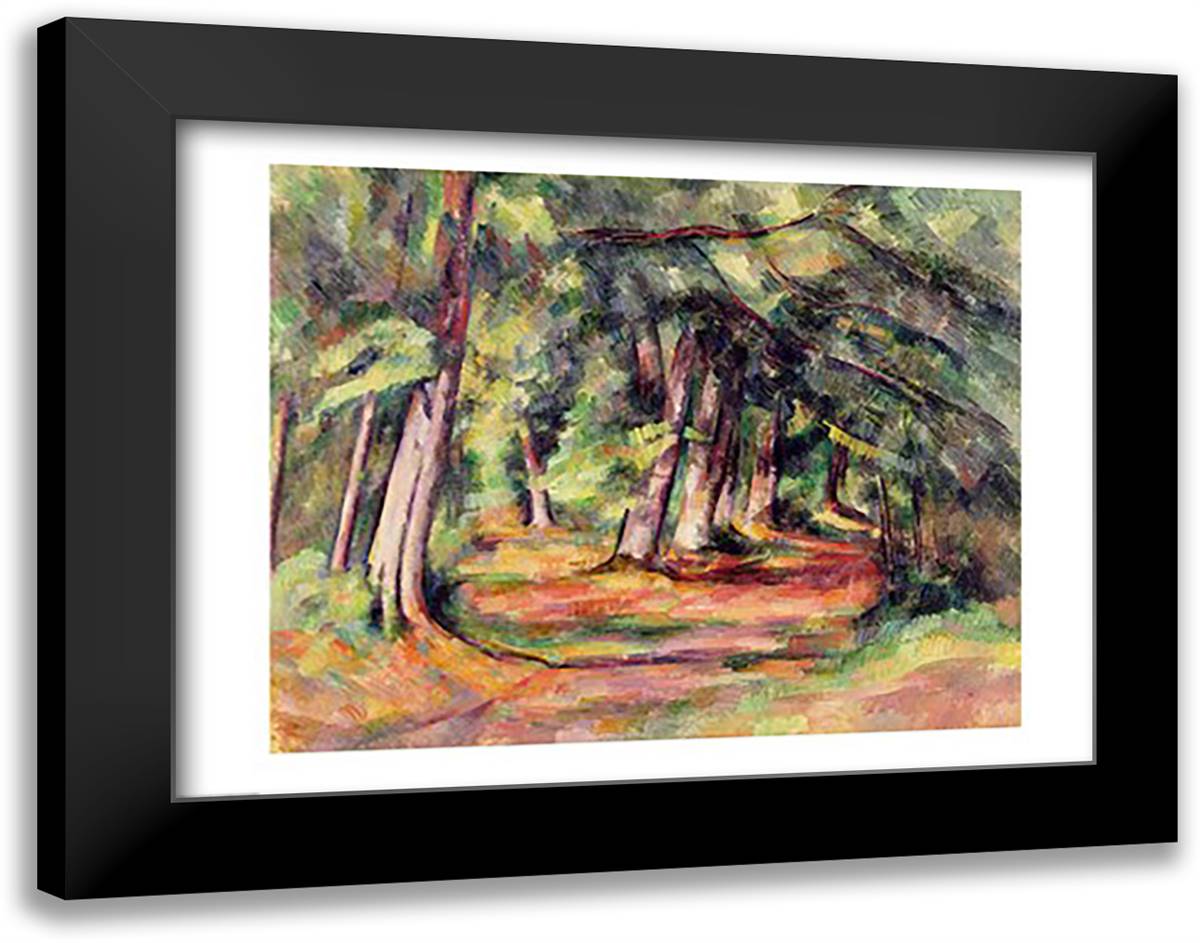 Sous-bois 28x22 Black Modern Wood Framed Art Print Poster by Cezanne, Paul