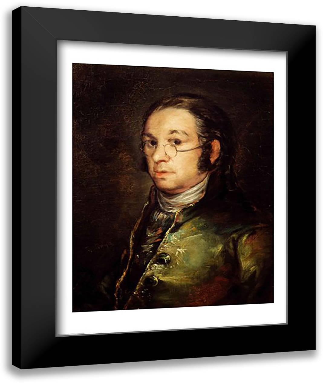 Self Portrait with Glasses 22x28 Black Modern Wood Framed Art Print Poster by Goya, Francisco De