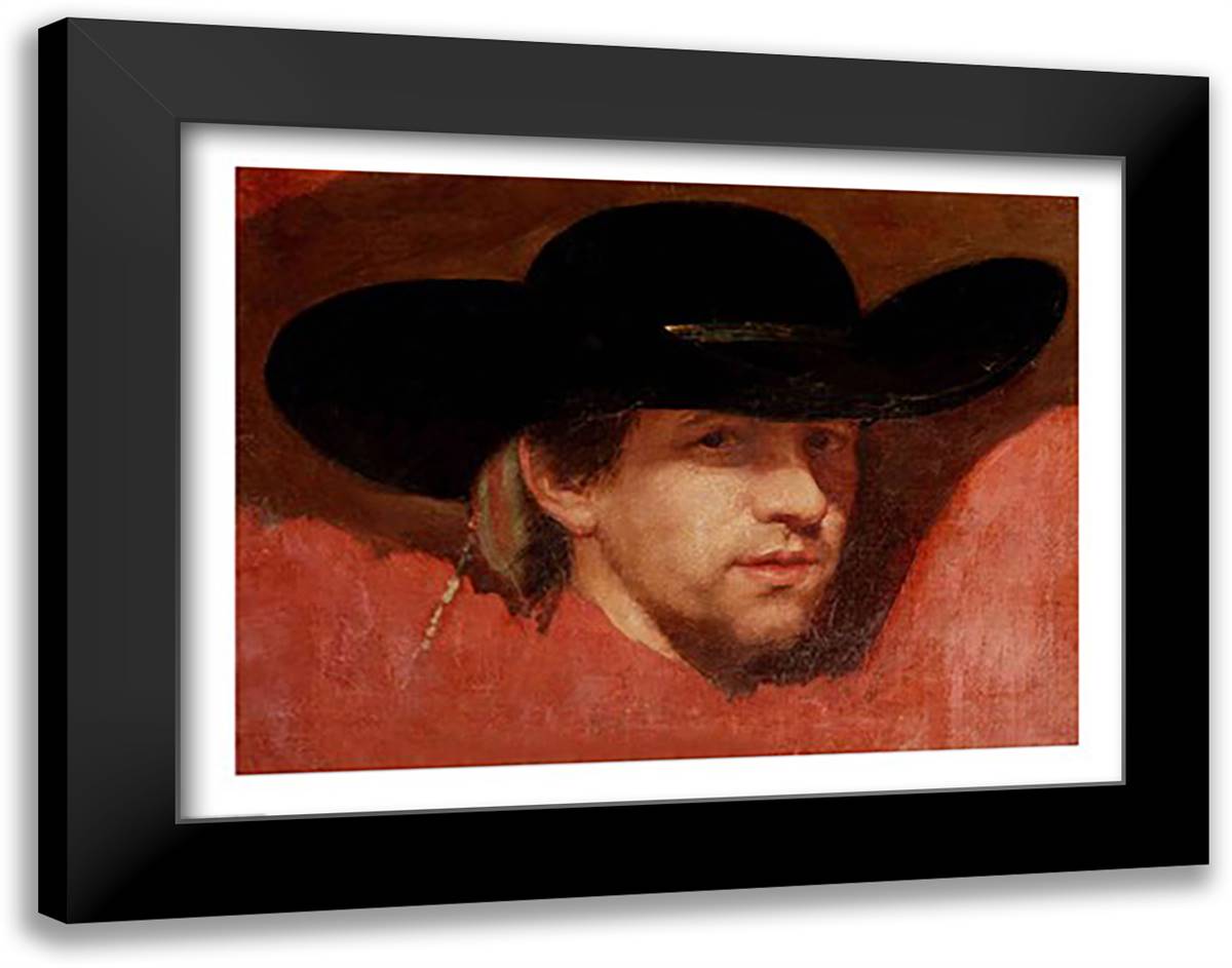 Portrait, presumed to be the artist, 1775 28x22 Black Modern Wood Framed Art Print Poster by Goya, Francisco De