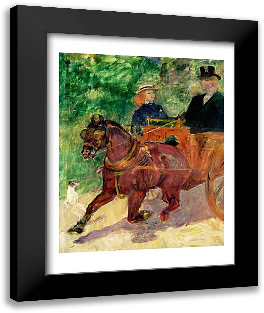 Cob Harnessed to a Cart, 1900 22x28 Black Modern Wood Framed Art Print Poster by Toulouse-Lautrec, Henri de