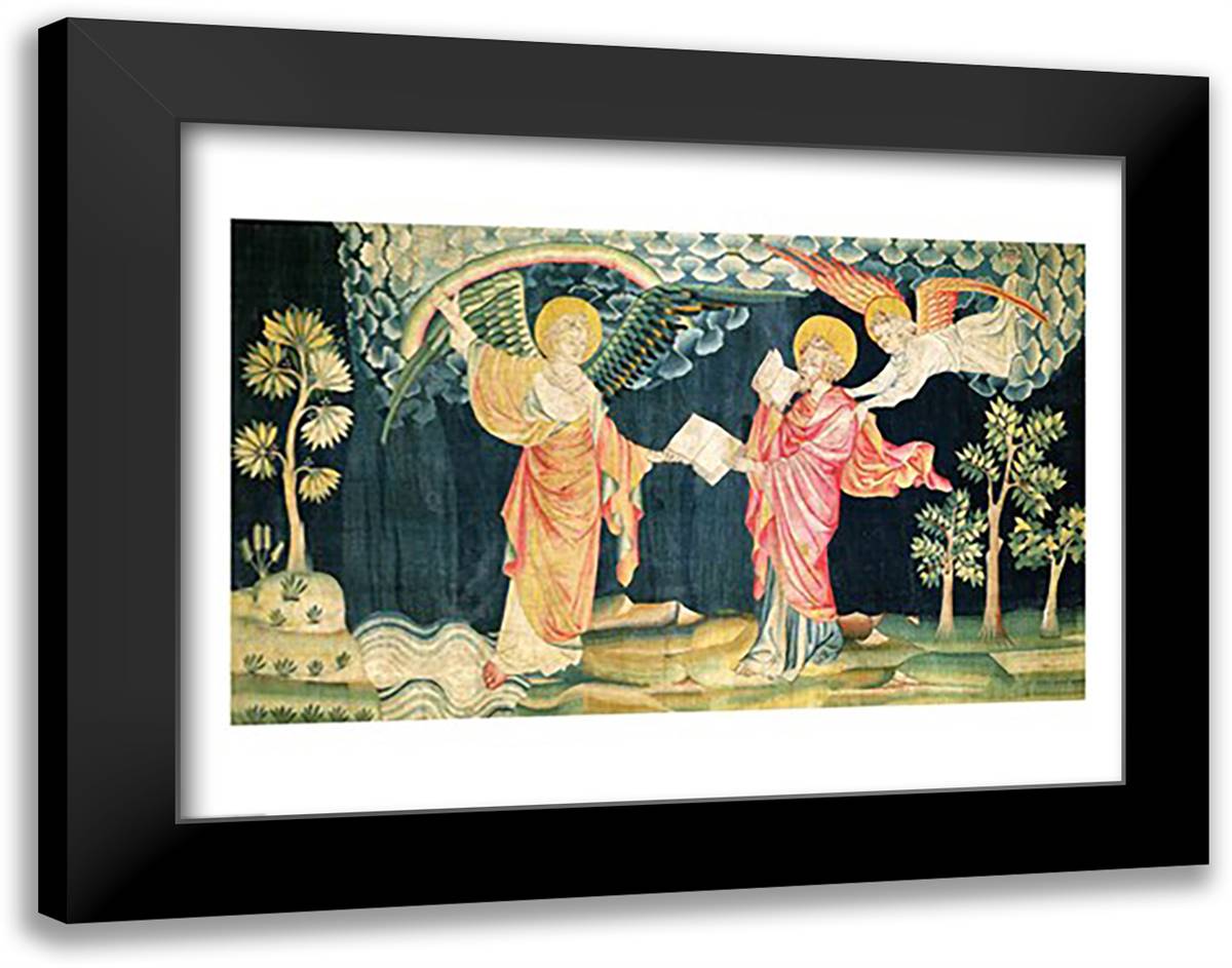 St. John Eating the Book 28x22 Black Modern Wood Framed Art Print Poster by Bataille, Nicolas