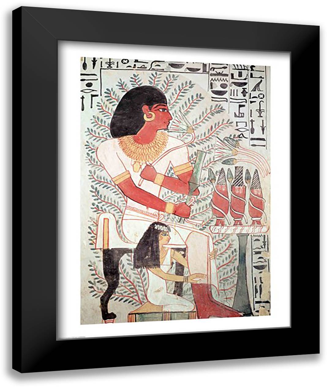 Sennefer seated with his wife, Meryt, from the Tomb of Sennefer 22x28 Black Modern Wood Framed Art Print Poster