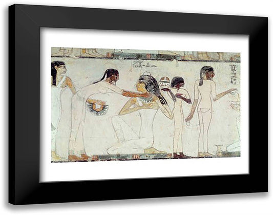 The Toilet of Noblewomen, from the Tomb of Rekhmire 28x22 Black Modern Wood Framed Art Print Poster