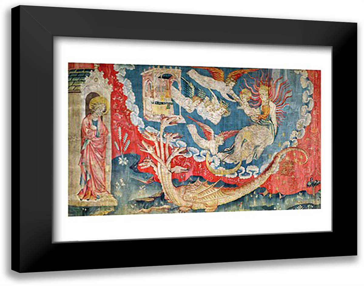 The Woman About to Give Birth and the Great Dragon Waiting to Devour the Infant 28x22 Black Modern Wood Framed Art Print Poster by Bataille, Nicolas
