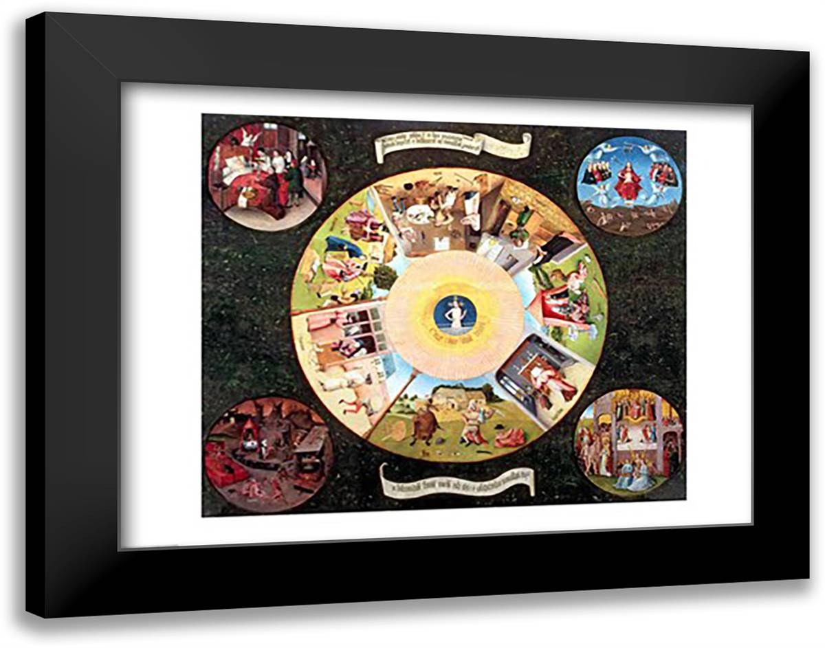 Tabletop of the Seven Deadly Sins and the Four Last Things 28x22 Black Modern Wood Framed Art Print Poster by Bosch, Hieronymus