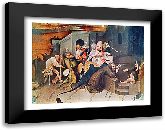 Triptych of the Temptation of St. Anthony, detail of the central panel 28x22 Black Modern Wood Framed Art Print Poster by Bosch, Hieronymus