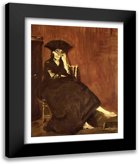 Berthe Morisot 22x28 Black Modern Wood Framed Art Print Poster by Manet, Edouard