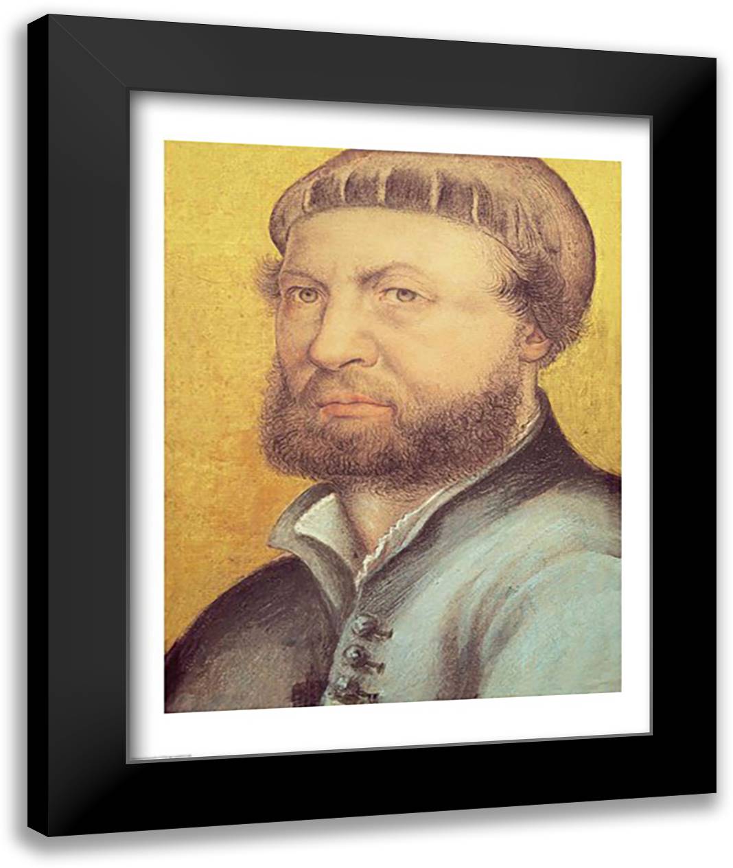 Self Portrait, 1542 22x28 Black Modern Wood Framed Art Print Poster by Holbein, Hans