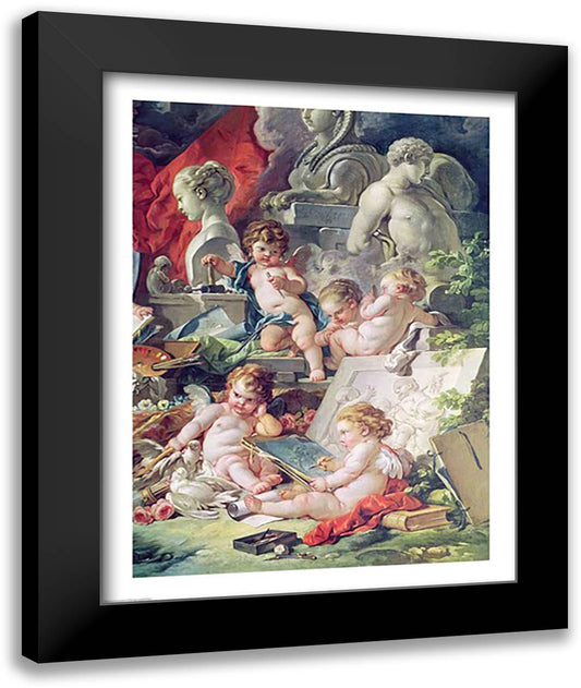 Genius Teaching the Arts, 1761 22x28 Black Modern Wood Framed Art Print Poster by Boucher, Francois