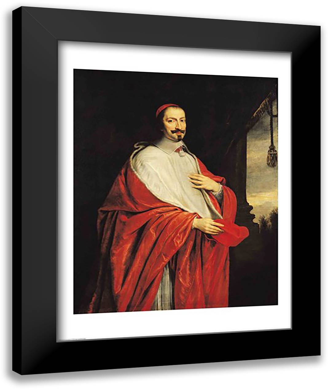 Portrait of Jules Mazarin 22x28 Black Modern Wood Framed Art Print Poster by Champaigne, Philippe De