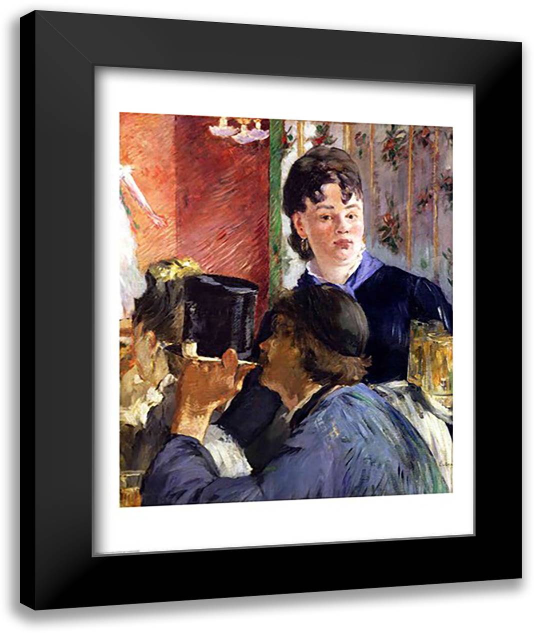 La Serveuse de Bocks 22x28 Black Modern Wood Framed Art Print Poster by Manet, Edouard