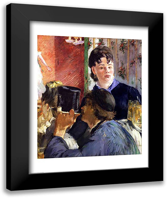 La Serveuse de Bocks 22x28 Black Modern Wood Framed Art Print Poster by Manet, Edouard