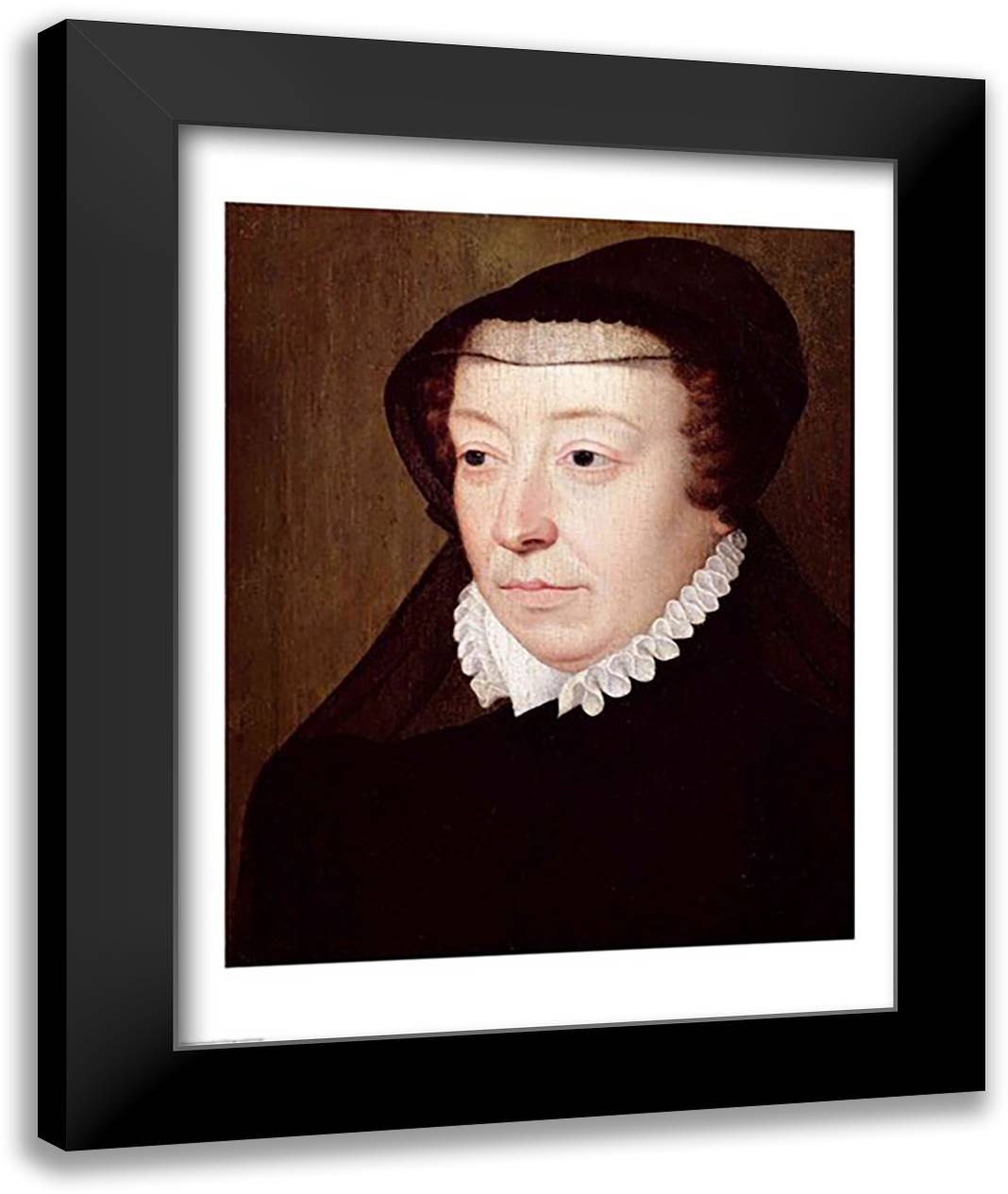 Portrait of Catherine de Medici 22x28 Black Modern Wood Framed Art Print Poster by Clouet, Francois