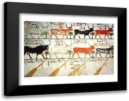 The seven celestial cows and the sacred bull and the four rudders of heaven 28x22 Black Modern Wood Framed Art Print Poster