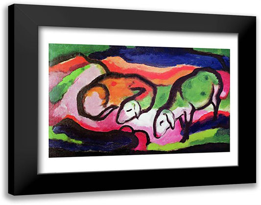 Sheep, 1912 28x22 Black Modern Wood Framed Art Print Poster by Marc, Franz