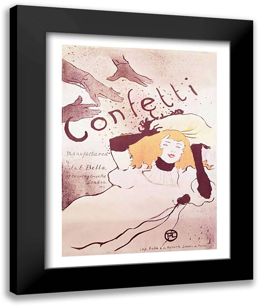 Confetti, 1893 22x28 Black Modern Wood Framed Art Print Poster by Toulouse-Lautrec, Henri de