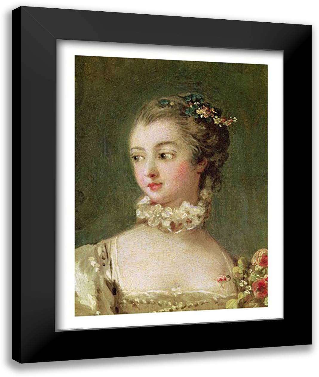 Madame de Pompadour 22x28 Black Modern Wood Framed Art Print Poster by Boucher, Francois