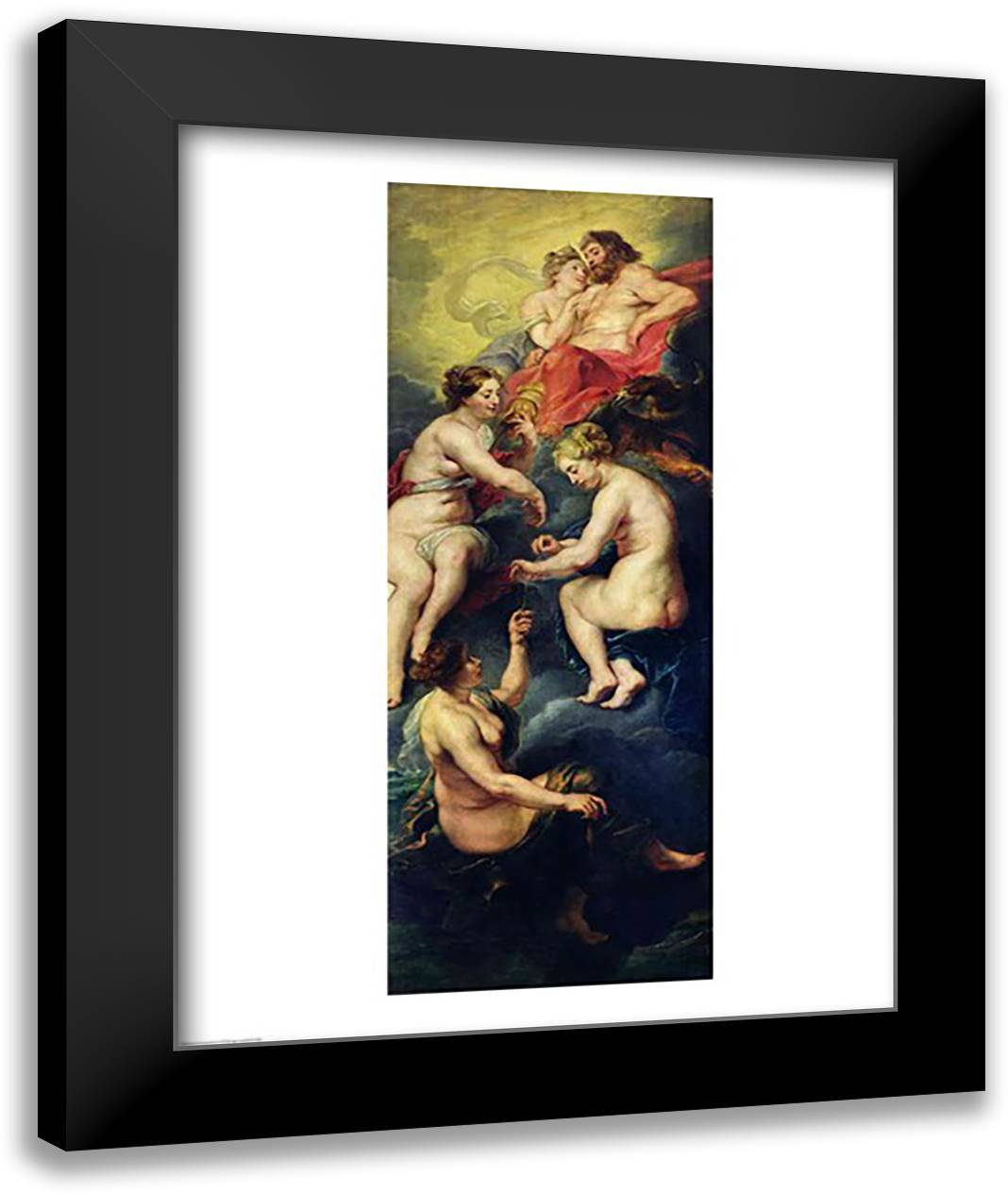 The Medici Cycle: The Three Fates Foretelling the Future of Marie de Medici 22x28 Black Modern Wood Framed Art Print Poster by Rubens, Peter Paul